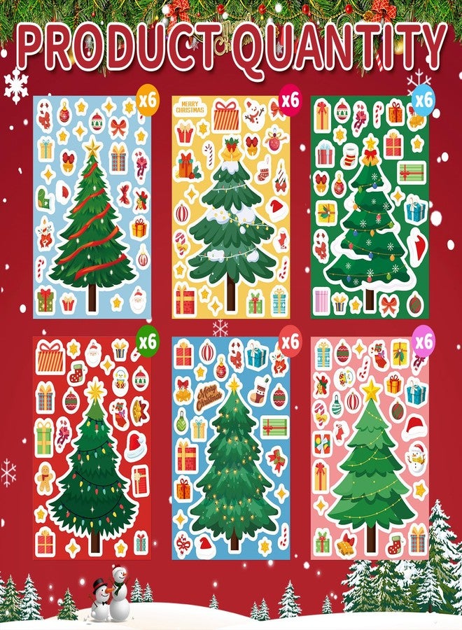 COCHIE 36 Sheets Christmas Tree Stickers for Kids DIY Christmas Party Favors Stickers Make Your Own Sticker Gifts for Classroom Student Stocking Stuffers - Image 3